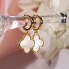 18K Gold-Plated Clover Earrings – Elegant Gift with Black Onyx, Mother of Pearl & Sparkling Zircon Accents