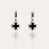 Reversible Clover Earrings β 18K Gold Plated, Black Onyx & Mother of Pearl, Elegant Dangle Earrings with Cubic Zirconia, Hypoallergenic Jewelry for Women