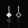 Reversible Clover Earrings β 18K Gold Plated, Black Onyx & Mother of Pearl, Elegant Dangle Earrings with Cubic Zirconia, Hypoallergenic Jewelry for Women