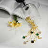 18K Gold Clover Necklace and Bracelet Set – Real Gemstone Jewelry in Mother of Pearl, Malachite, and Black Onyx