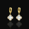 Reversible Clover Earrings β 18K Gold Plated, Black Onyx & Mother of Pearl, Elegant Dangle Earrings with Cubic Zirconia, Hypoallergenic Jewelry for Women