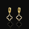 Reversible Clover Earrings β 18K Gold Plated, Black Onyx & Mother of Pearl, Elegant Dangle Earrings with Cubic Zirconia, Hypoallergenic Jewelry for Women