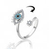 Evil Eye Spinner Ring – Adjustable Silver Plated Anxiety Ring with Blue Zircon – Protection Fidget Jewelry for Women