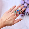 Adjustable Clover Spinner Ring β Gold & Silver Editions with Multiple Gemstone Colors for Stress Relief & Style