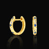 925 Sterling Silver Star Huggie Hoop Earrings – Minimalist Dainty Hoops with Blue & White CZ Stones, Hypoallergenic & Nickel-Free