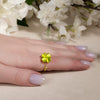 Adjustable Gold Four Leaf Clover Ring β Green Gemstone Lucky Ring for Women, Elegant Fidget Spinner Ring, Anxiety Relief Jewelry
