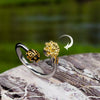 Adjustable Ladybug Flower Spinner Ring – Cute Anxiety Relief Jewelry, Open Wrap Ring for Women, Nature Inspired Gift