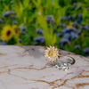 Adjustable Sunflower Spinner Ring – Gold & Silver Cubic Zirconia Fidget Ring for Women & Men