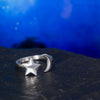 Adjustable Moon and Star Spinner Ring – Celestial Silver-Tone Fidget Ring for Stress Relief and Meditation