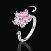 Pink Sakura Spinner Ring β Adjustable Silver-Plated Anxiety Ring with High-Quality Zirconia for Women