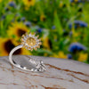 Adjustable Sunflower Spinner Ring – Gold & Silver Cubic Zirconia Fidget Ring for Women & Men