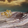 Gold Adjustable Floral Spinner Ring β Stress Relief & Elegant Statement Jewelry with High-Quality Cubic Zirconia