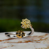 Adjustable Ladybug Flower Spinner Ring – Cute Anxiety Relief Jewelry, Open Wrap Ring for Women, Nature Inspired Gift