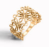 Gold-plated filigree ring without stones, ornate openwork design for minimalist style