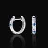925 Sterling Silver Star Huggie Hoop Earrings – Minimalist Dainty Hoops with Blue & White CZ Stones, Hypoallergenic & Nickel-Free