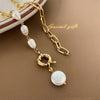 Luxe Pearl Necklace & Bracelet β Elegant Gift Set in Gold Finish