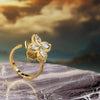 Gold Adjustable Floral Spinner Ring β Stress Relief & Elegant Statement Jewelry with High-Quality Cubic Zirconia