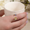 Adjustable Sunflower and Butterfly Spinner Ring – Silver-Plated Fidget Jewelry with Colorful Zirconia for Women
