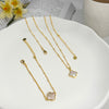 18K Gold Clover Necklace and Bracelet Set – Real Gemstone Jewelry in Mother of Pearl, Malachite, and Black Onyx