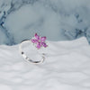 Pink Sakura Spinner Ring β Adjustable Silver-Plated Anxiety Ring with High-Quality Zirconia for Women