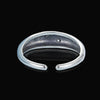 Back view of sterling silver ring with moon crater texture inside band