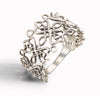 Sterling silver filigree ring without stones, elegant lace design jewelry for women