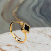 18K Gold Clover Spinner Ring – Adjustable Lucky Ring with Natural Stone, Elegant Fidget Jewelry for Women
