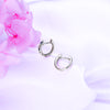925 Sterling Silver Star Huggie Hoop Earrings – Minimalist Dainty Hoops with Blue & White CZ Stones, Hypoallergenic & Nickel-Free