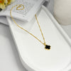 18K Gold Clover Necklace and Bracelet Set – Real Gemstone Jewelry in Mother of Pearl, Malachite, and Black Onyx