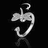Adjustable Dragonfly Spinner Ring, Silver-Plated Fidget Ring, Anxiety Relief Jewelry, Rotating Insect Ring, CZ Statement Ring, Nature Gift