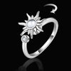 925 Sterling Silver Spinner Ring – Adjustable Sun & Moonstone Anxiety Ring, Fidget Meditation Ring for Stress Relief, Celestial Jewelry for Women & Men