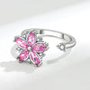 Pink Sakura Spinner Ring β Adjustable Silver-Plated Anxiety Ring with High-Quality Zirconia for Women