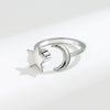 Adjustable Moon and Star Spinner Ring – Celestial Silver-Tone Fidget Ring for Stress Relief and Meditation