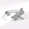 Adjustable Dragonfly Spinner Ring, Silver-Plated Fidget Ring, Anxiety Relief Jewelry, Rotating Insect Ring, CZ Statement Ring, Nature Gift