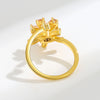 Adjustable Gold Floral Spinner Ring – Elegant Stress Relief Jewelry with High-Quality Peach Cubic Zirconia