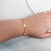 Elegant Clover Bracelet with 18K Gold Plating – Mother of Pearl or Onyx – Dainty Lucky Charm Jewelry for Women, Minimalist Gold Bracelet Gift