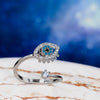 Evil Eye Spinner Ring – Adjustable Silver Plated Anxiety Ring with Blue Zircon – Protection Fidget Jewelry for Women