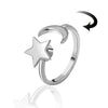Adjustable Moon and Star Spinner Ring – Celestial Silver-Tone Fidget Ring for Stress Relief and Meditation