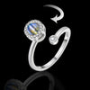 Adjustable Moonstone Spinner Ring β Elegant Silver-Tone Fidget Jewelry for Anxiety Relief & Meditation
