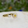 Adjustable Daisy Pearl Spinner Ring β Gold-Plated Fidget Ring for Women, Enamel Flower Anxiety Ring, Nature-Inspired Jewelry