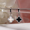 Reversible Clover Earrings β 18K Gold Plated, Black Onyx & Mother of Pearl, Elegant Dangle Earrings with Cubic Zirconia, Hypoallergenic Jewelry for Women