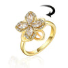 Gold Adjustable Floral Spinner Ring β Stress Relief & Elegant Statement Jewelry with High-Quality Cubic Zirconia