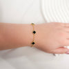 Elegant Clover Bracelet with 18K Gold Plating – Mother of Pearl or Onyx – Dainty Lucky Charm Jewelry for Women, Minimalist Gold Bracelet Gift