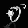 Adjustable Moon and Star Spinner Ring – Celestial Silver-Tone Fidget Ring for Stress Relief and Meditation