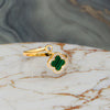 18K Gold Clover Spinner Ring – Adjustable Lucky Ring with Natural Stone, Elegant Fidget Jewelry for Women