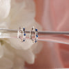 925 Sterling Silver Star Huggie Hoop Earrings – Minimalist Dainty Hoops with Blue & White CZ Stones, Hypoallergenic & Nickel-Free