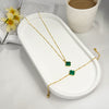 18K Gold Clover Necklace and Bracelet Set – Real Gemstone Jewelry in Mother of Pearl, Malachite, and Black Onyx