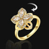 Gold Adjustable Floral Spinner Ring β Stress Relief & Elegant Statement Jewelry with High-Quality Cubic Zirconia