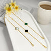 18K Gold Clover Necklace and Bracelet Set – Real Gemstone Jewelry in Mother of Pearl, Malachite, and Black Onyx