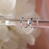 925 Sterling Silver Star Huggie Hoop Earrings – Minimalist Dainty Hoops with Blue & White CZ Stones, Hypoallergenic & Nickel-Free